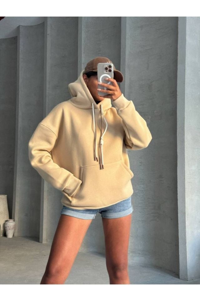 Bağcık Detay Oversize Kadın Sweatshirt