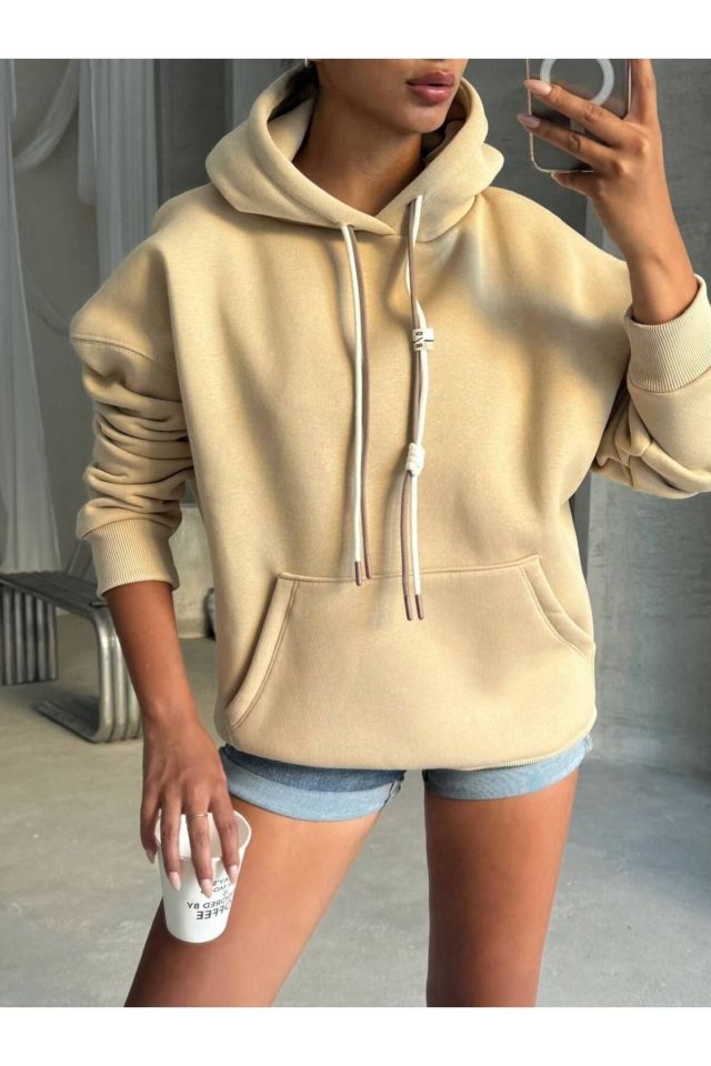 Bağcık Detay Oversize Kadın Sweatshirt
