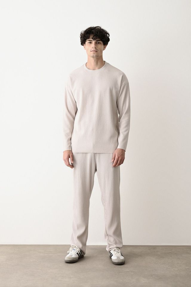 Erkek Oversize Fitilli Sweatshirt