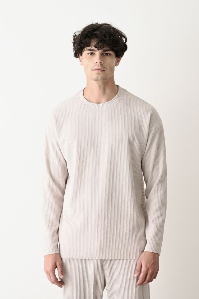 Erkek Oversize Fitilli Sweatshirt