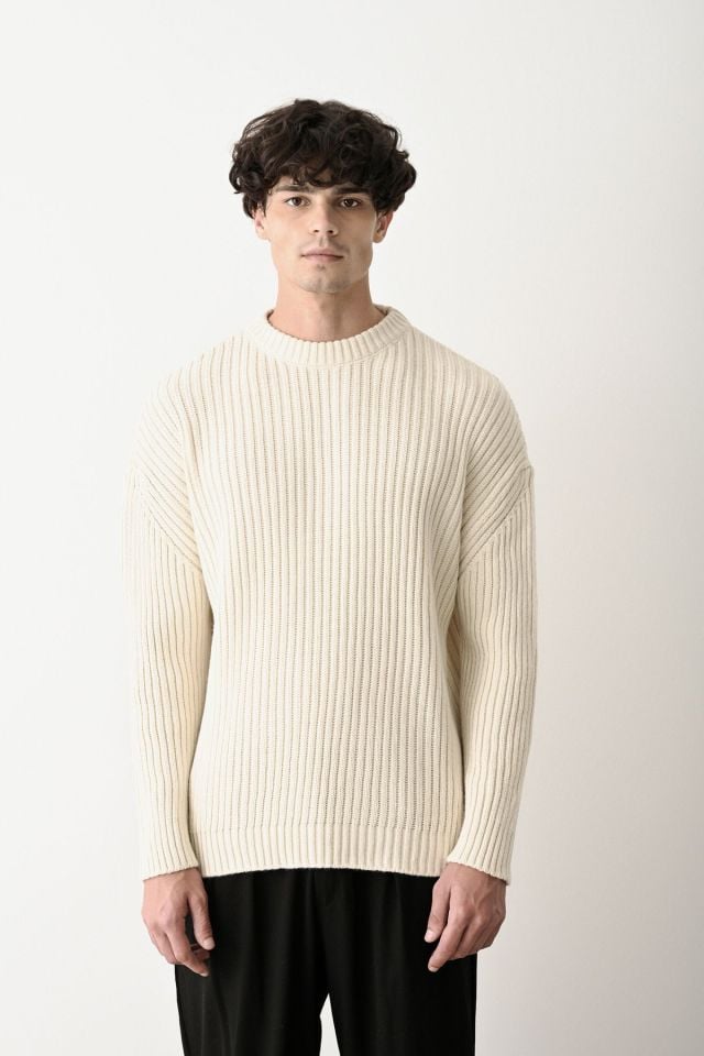 Oversize Kalın Fitilli Unisex Kazak