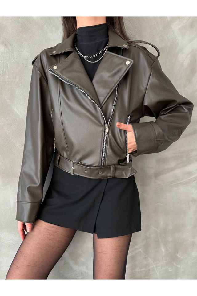 Oversize Kemerli Kadın Tarz Ceket YEŞİL - S