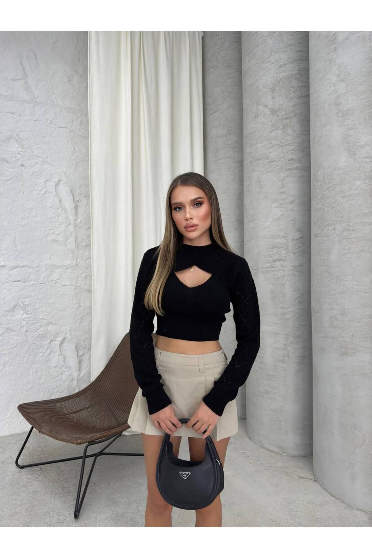 Triko Bolerolu Slim Fit İkili Üst