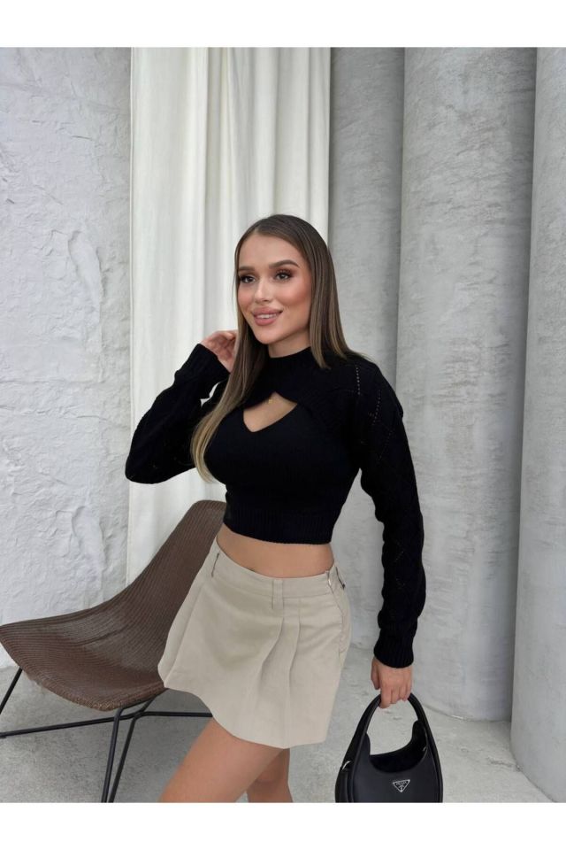 Triko Bolerolu Slim Fit İkili Üst