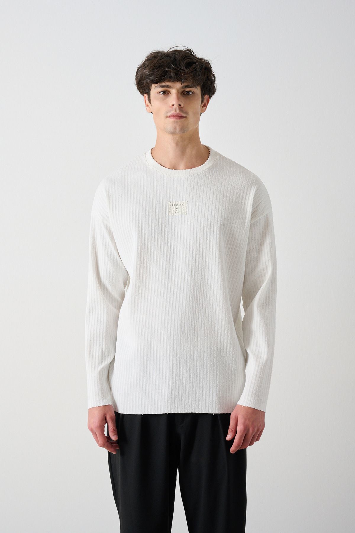 Fitilli Ön Detay Oversize Erkek Sweatshirt