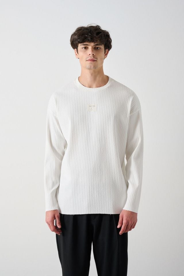 Fitilli Ön Detay Oversize Erkek Sweatshirt
