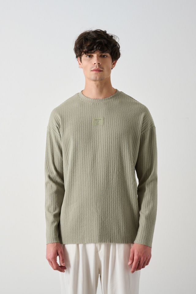 Fitilli Ön Detay Oversize Erkek Sweatshirt ÇAĞLA - L