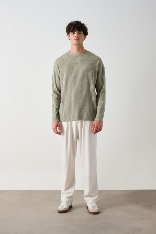 Fitilli Ön Detay Oversize Erkek Sweatshirt ÇAĞLA - L