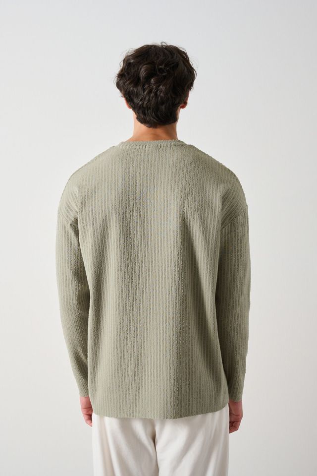 Fitilli Ön Detay Oversize Erkek Sweatshirt ÇAĞLA - L