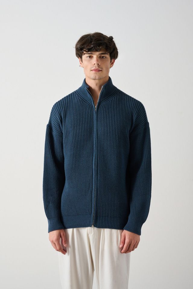 Fermuarlı Premium Selanik Örgü Unisex Hırka