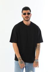 Pamuklu Unisex Oversize Basic T-shirt SİYAH - L