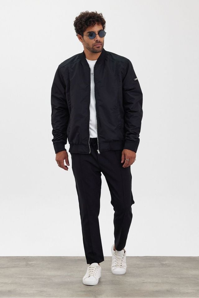 Erkek Premium Regular Bomber Ceket SİYAH - L