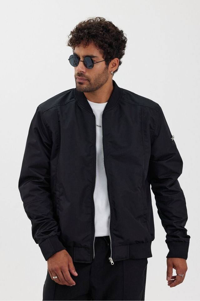 Erkek Premium Regular Bomber Ceket SİYAH - L