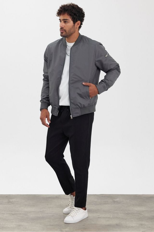 Erkek Premium Regular Bomber Ceket FÜME - M