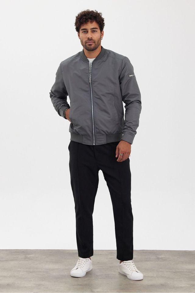 Erkek Premium Regular Bomber Ceket FÜME - M