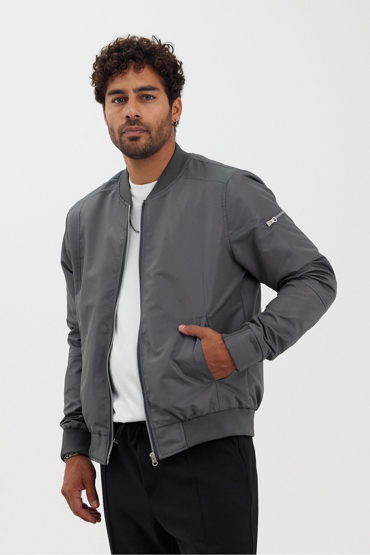 Erkek Premium Regular Bomber Ceket FÜME - M