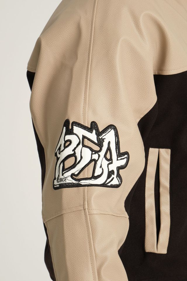 Deri Oversize Unisex Kolej Ceket KREM - L