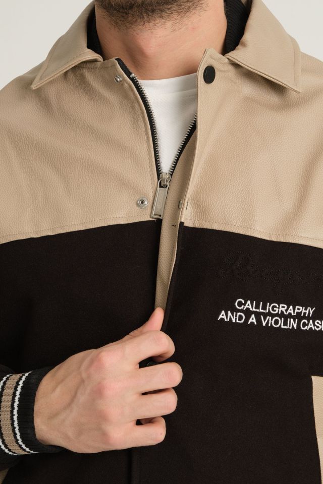 Deri Oversize Unisex Kolej Ceket KREM - L