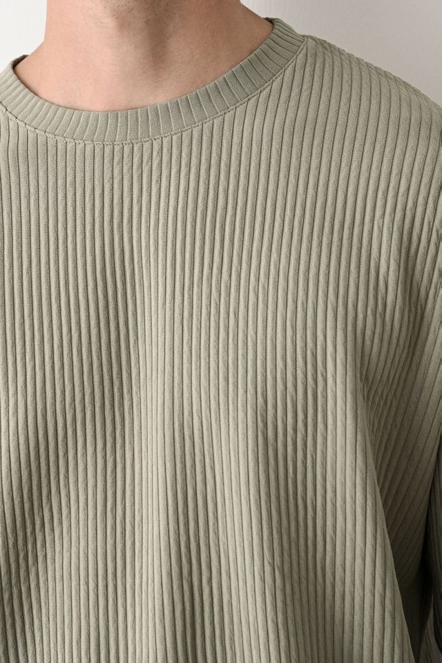 Erkek Oversize Fitilli Sweatshirt Çağla - XL